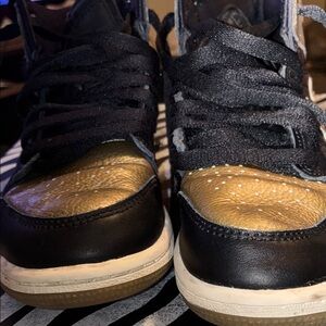 Black and Gold High-Top Sneakers
